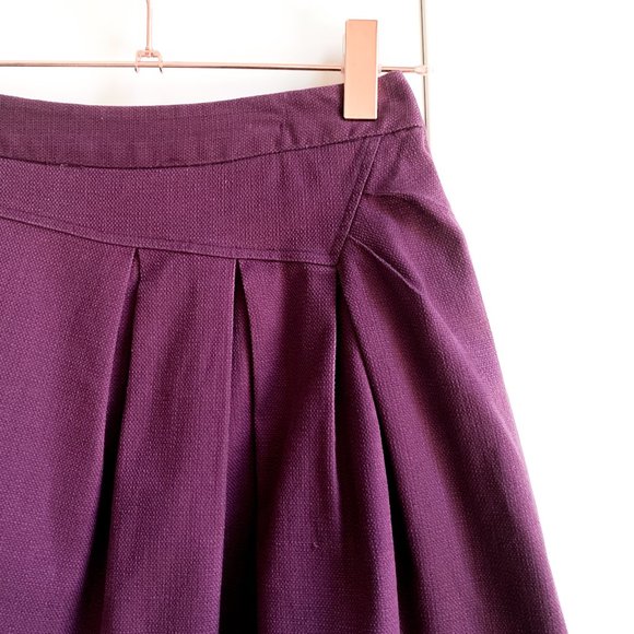 anthropologie plum midi skirt with pockets & back zip 8 - Picture 4 of 6